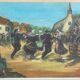 Oil on canvas, Breton scene, Breton village, signed Le Hellocq, Pont Aven
