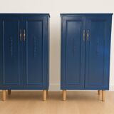 2 blue-painted buffets on legs