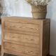 Vintage wooden commode with 3 drawers - tapered legs