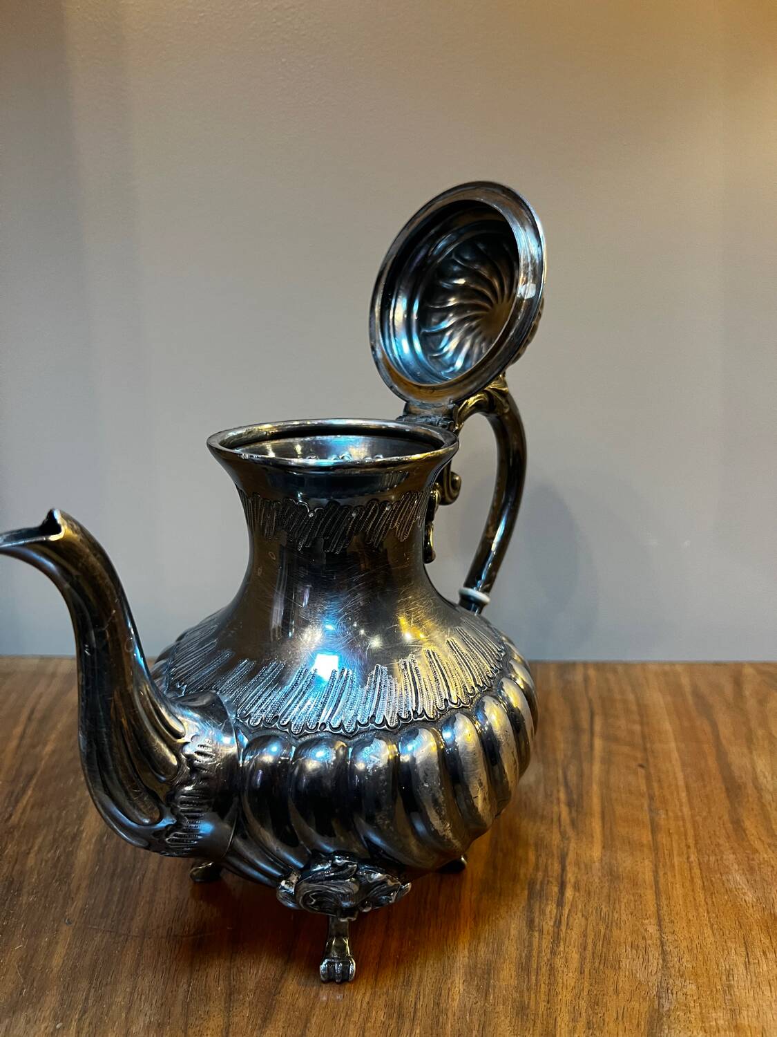 Silver-plated metal teapot