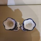 Pair of Delft earthenware candlesticks