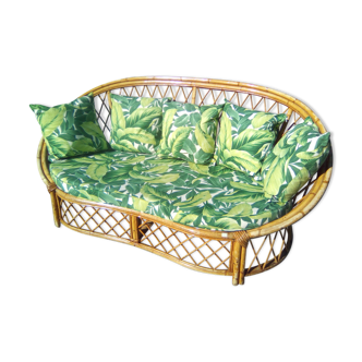 Sofa en rotin Audoux Minnet tissus jungle