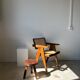 Brown solid wood stool flat circular seat