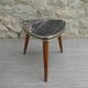 Wooden tripod plant holder and Formica imitating marble, 60s