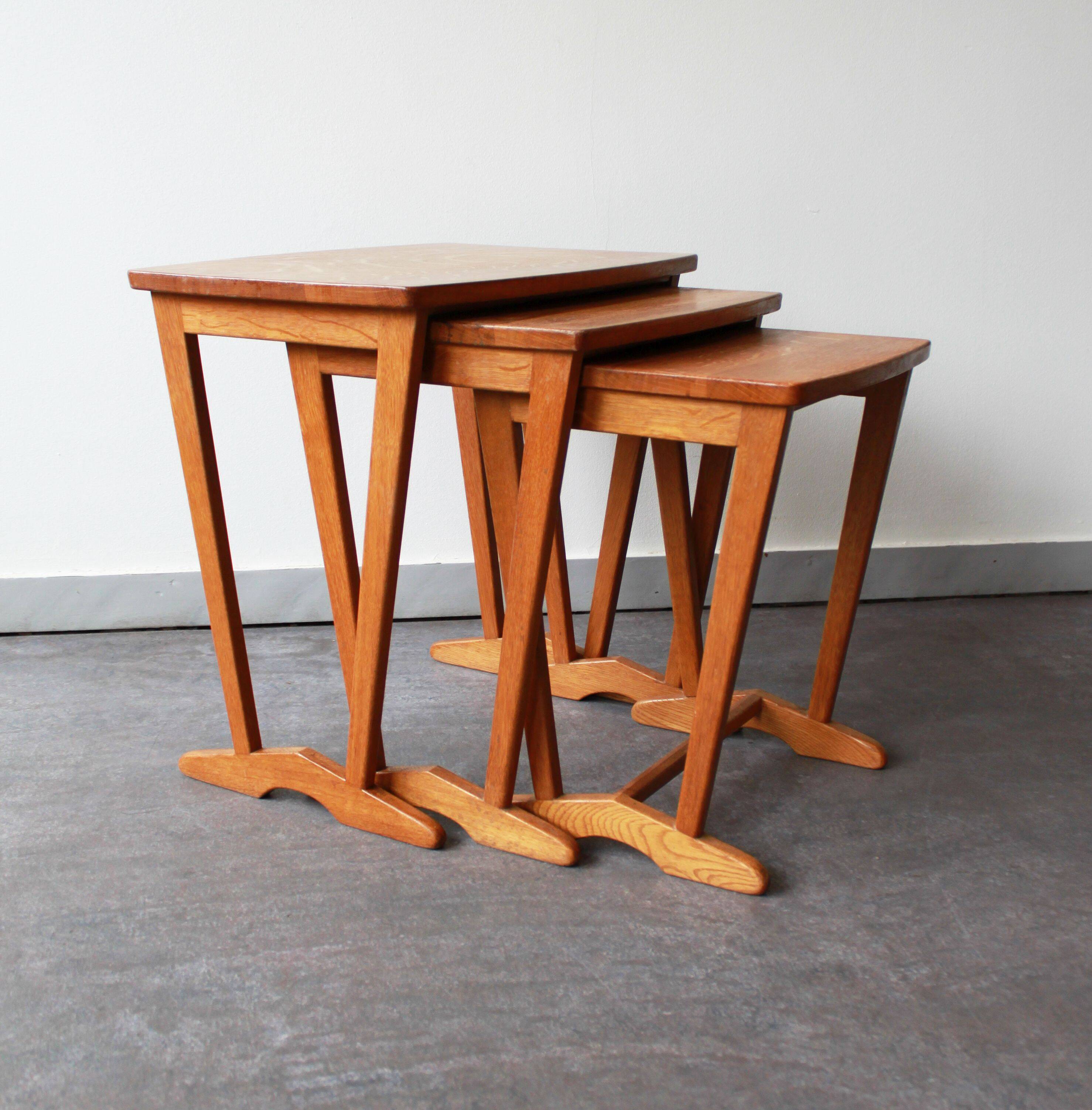 Set of 3 nesting tables, Denmark, 60s.