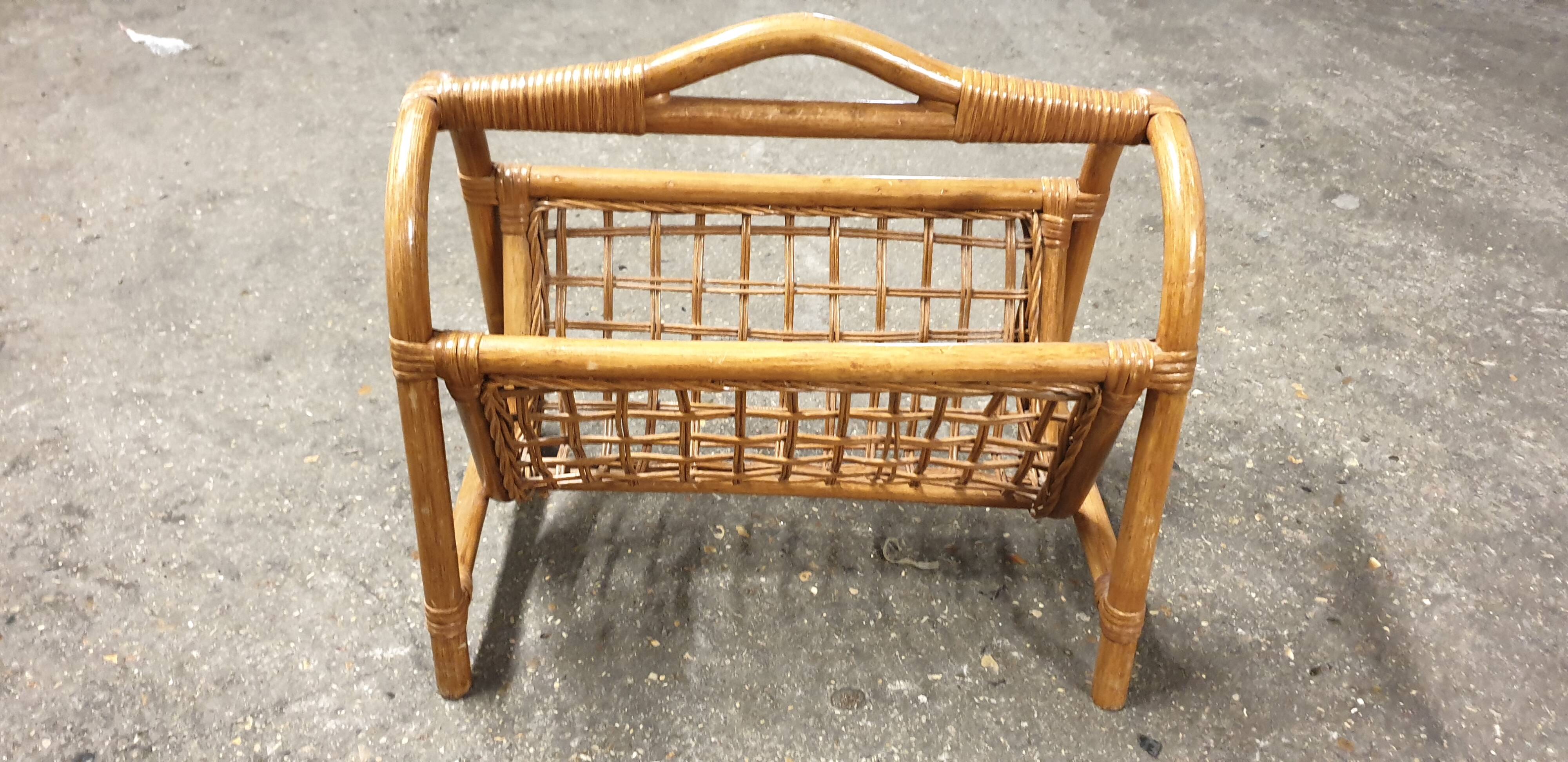 Seventies bamboo magazine rack