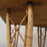 Vintage bamboo dining table with red, white and blue checks, 1950s