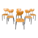 Lot de 6 chaises type ecole chrome et bois 1970