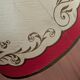 Pair of red and gold parchment lampshades