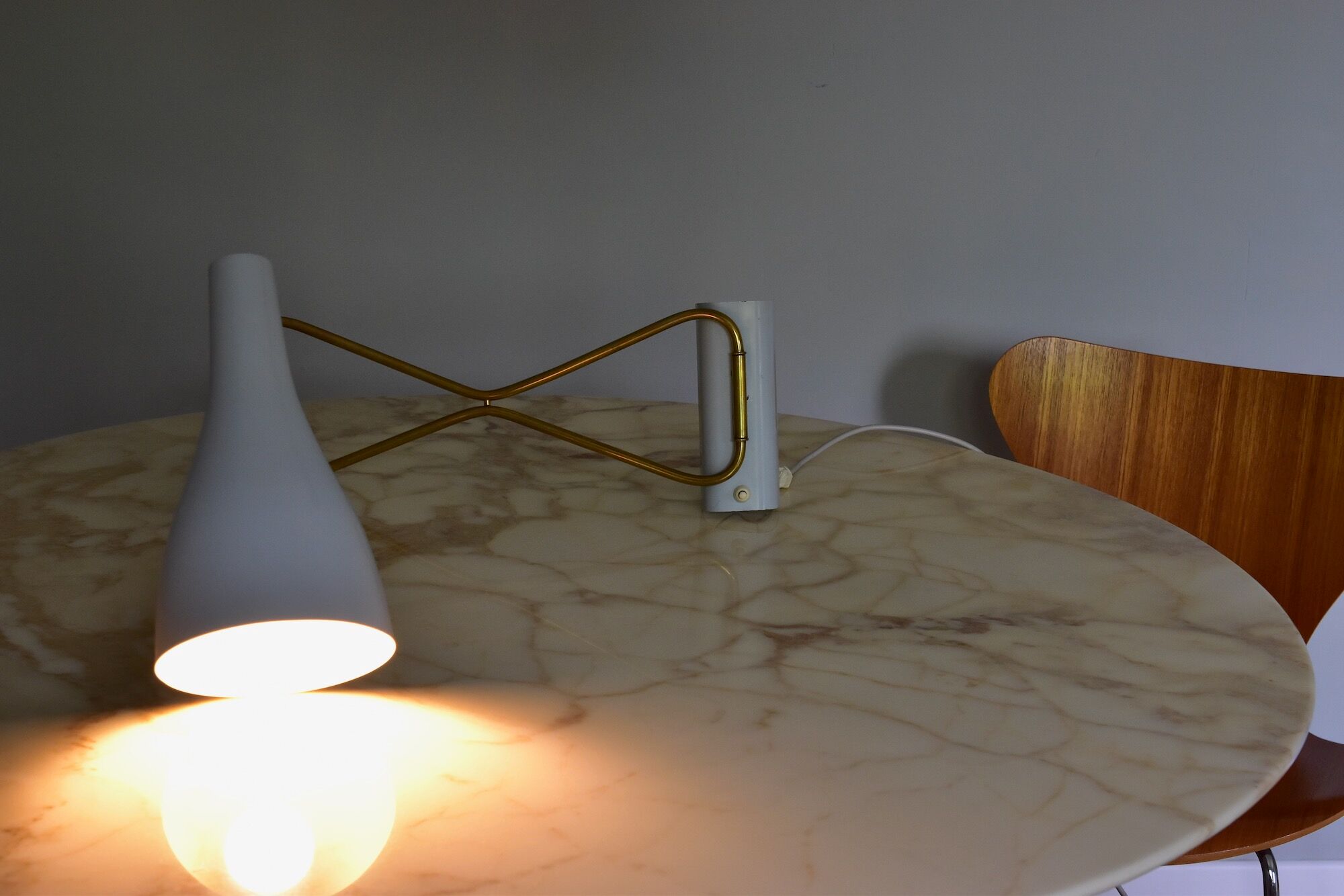 Original 1950s light blue & brass metal Swing Wall Light Made by Cosack, Germany