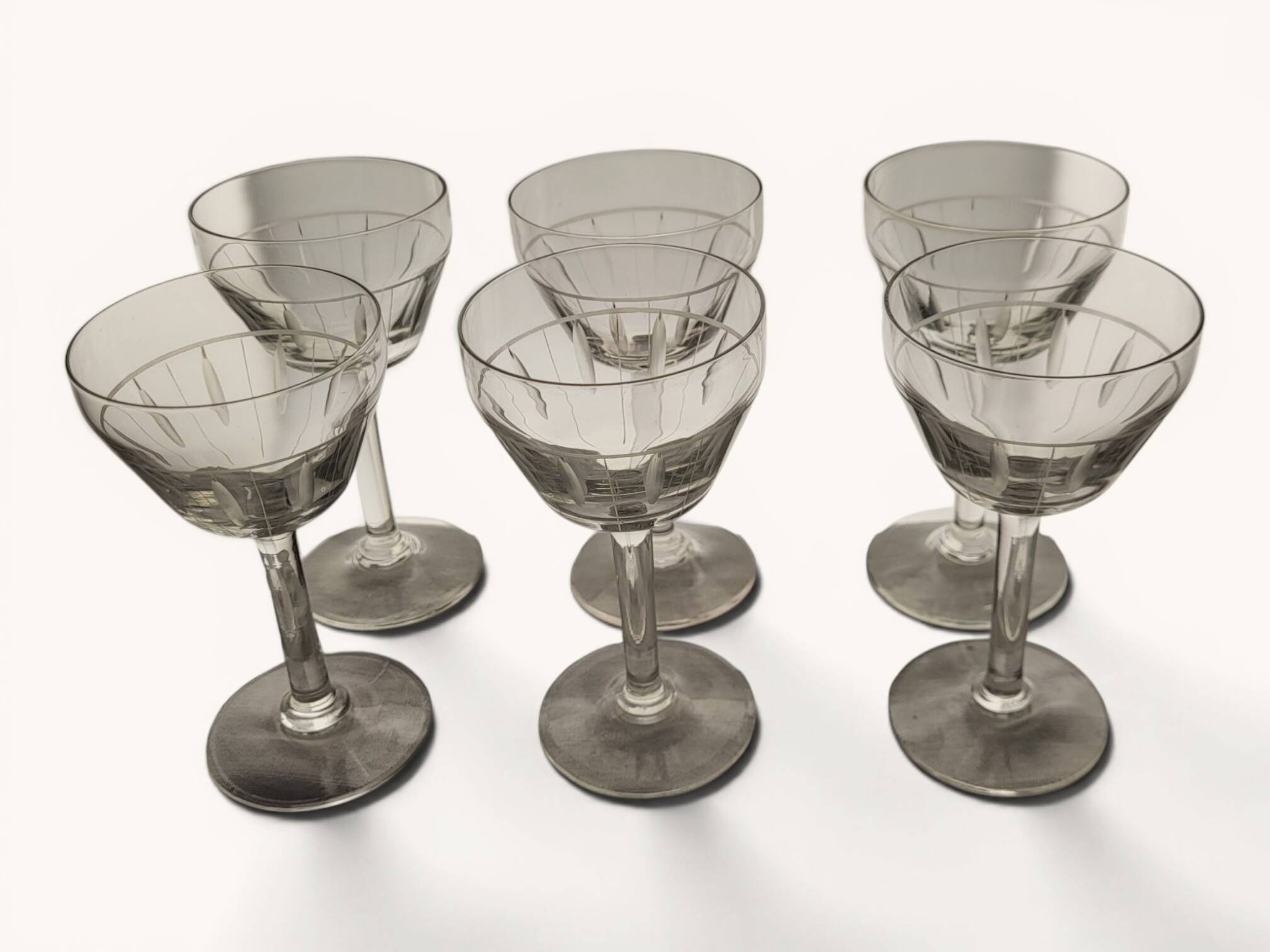 6 Art Deco red wine glasses