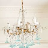 Lustre Marie-Thérèse en cristal et verre de Murano bleu