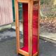 Louis Philippe display cabinet in solid wood and burgundy velvet from the 20th century