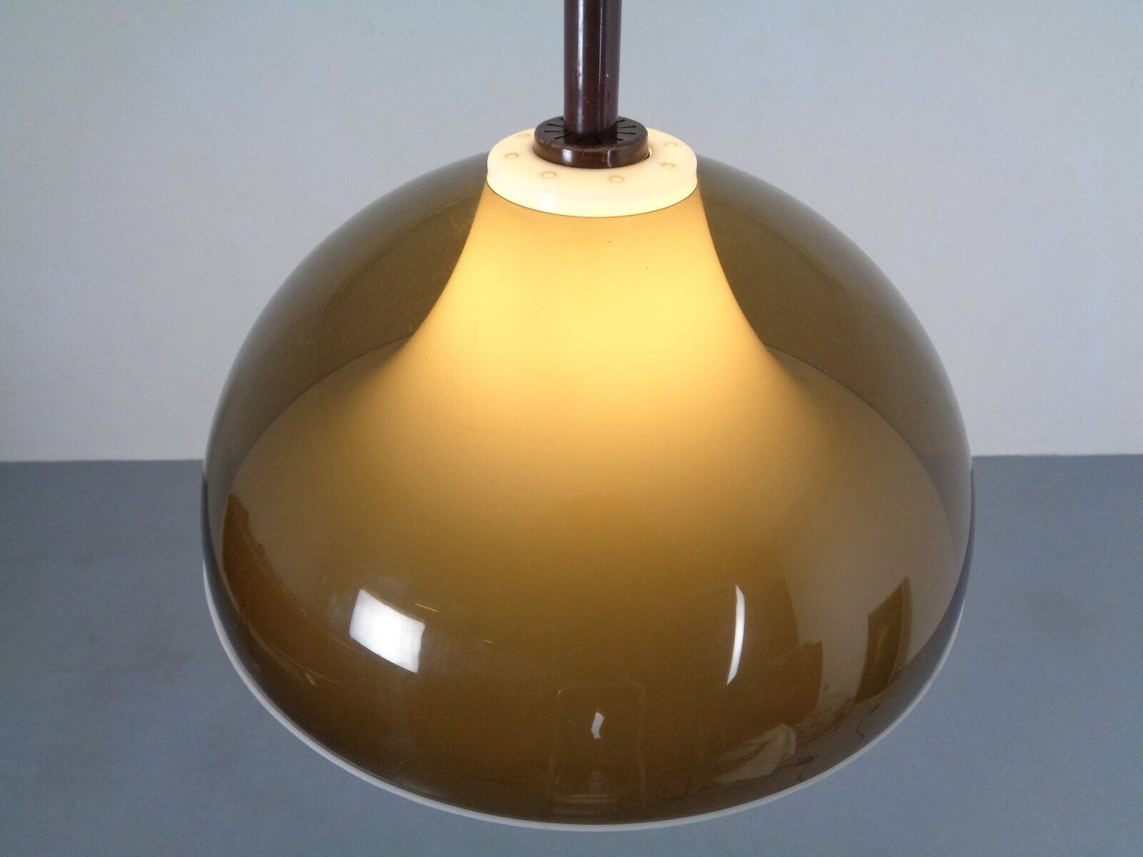 Ceiling lamp in brown and white plastic from Stilux Milano, 1960s