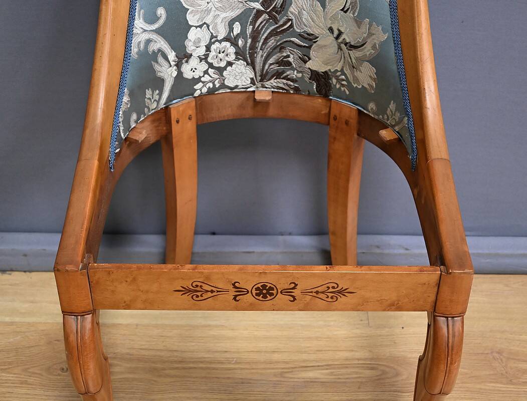Gondola Chair in Cherry and Speckled Maple, Charles X Style – Mid-20th Century