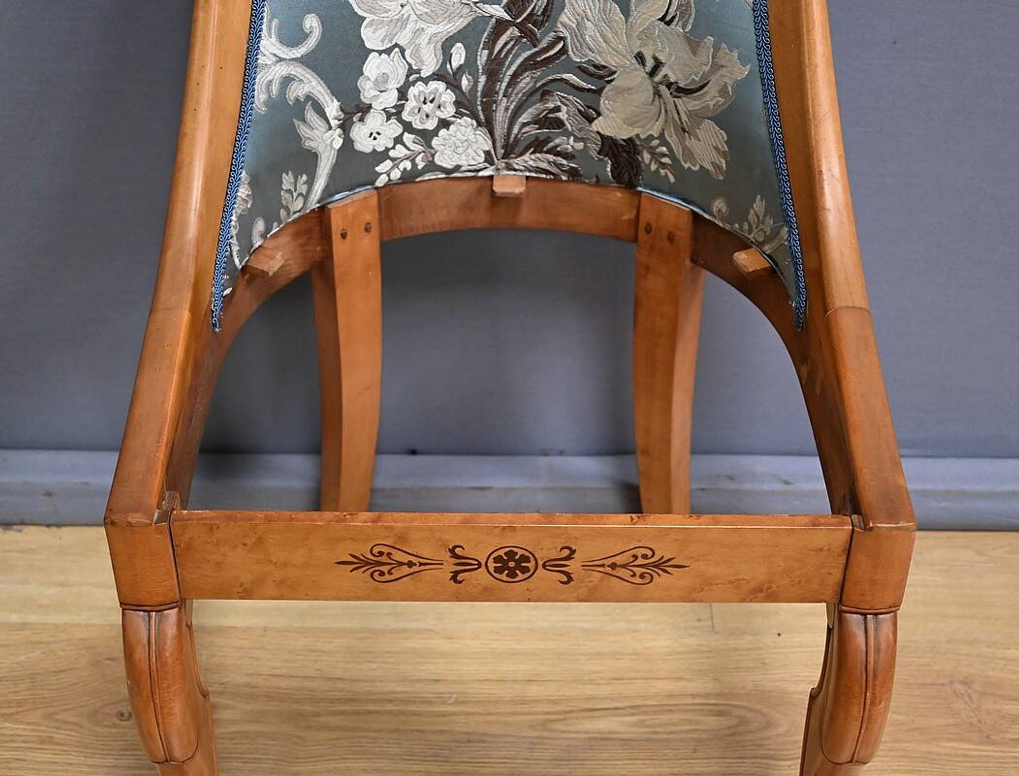 Gondola Chair in Cherry and Speckled Maple, Charles X Style – Mid-20th Century