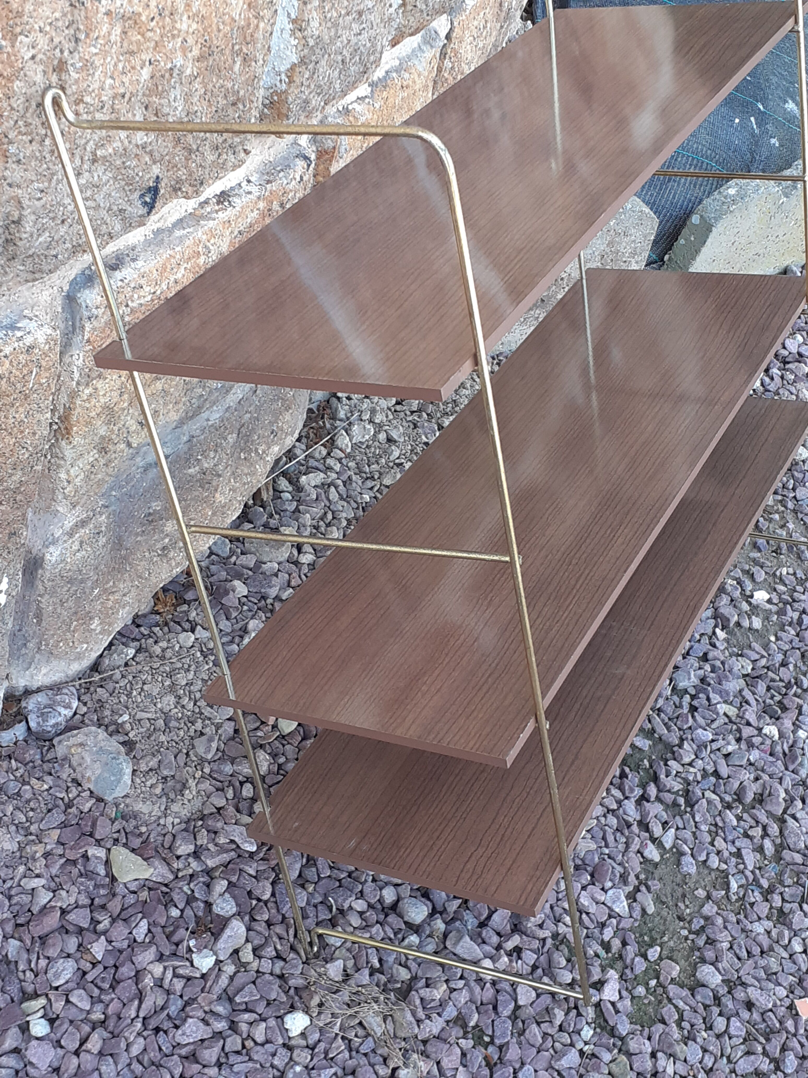 Wall floor wood and vintage gold metal xxeme