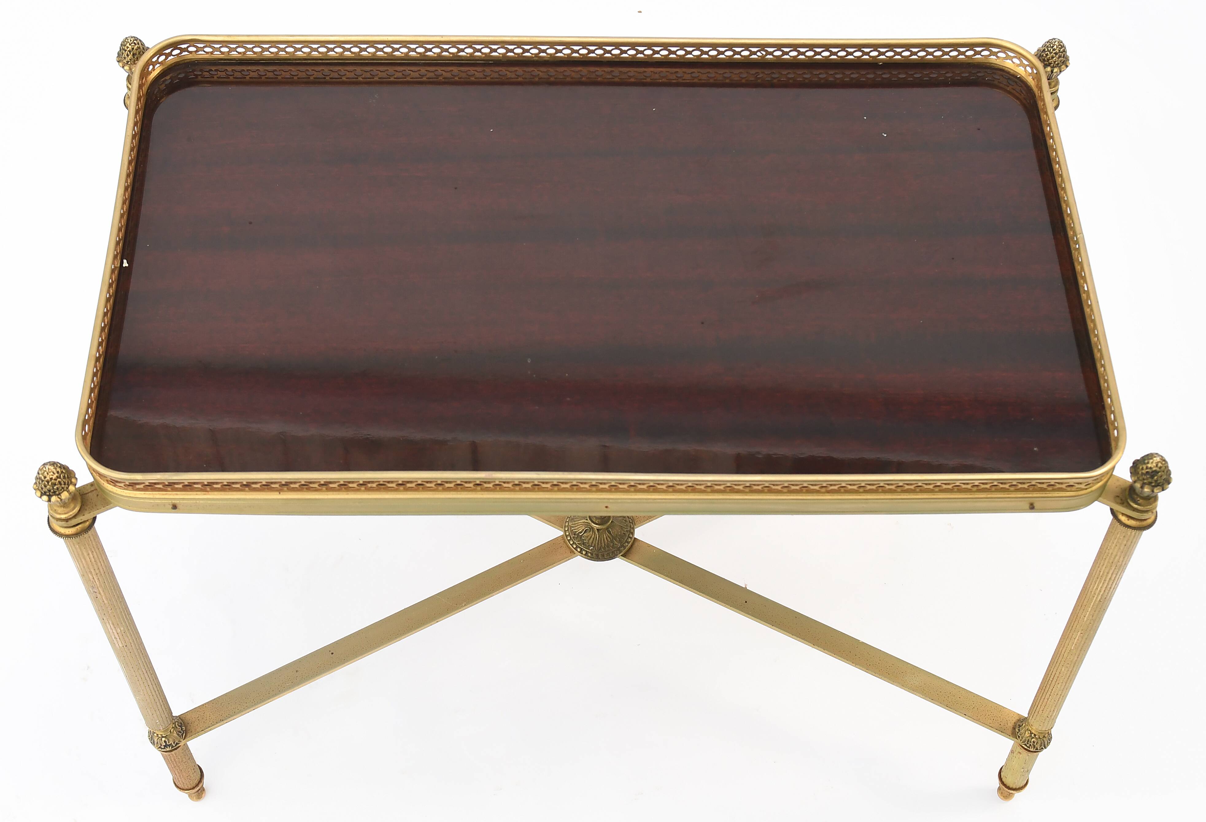 Vintage coffee table in gilded brass and formica top