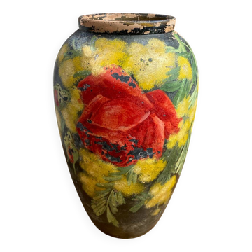Terracotta vase with floral decoration