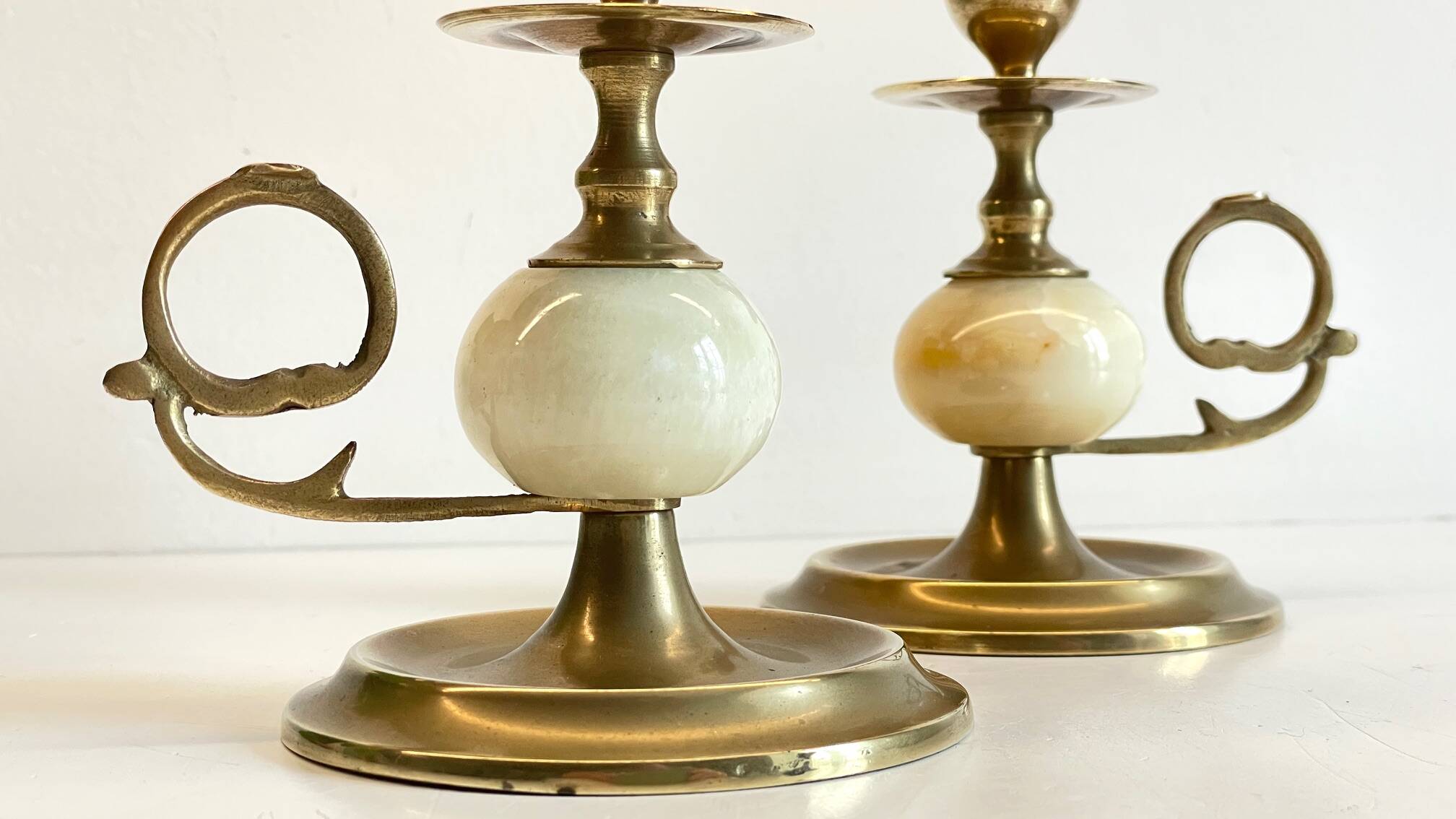 BOUGEOIRS Vintage Onyx Marble and Brass
