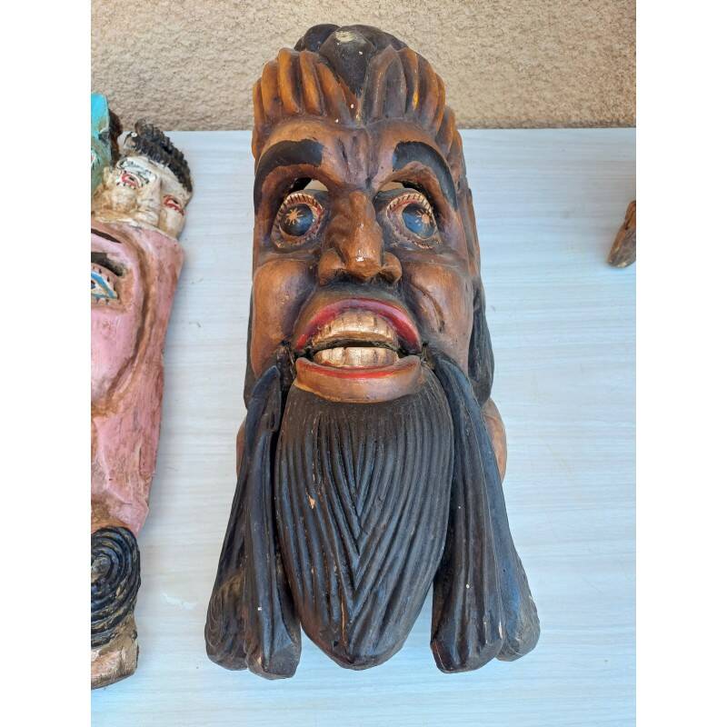 3 ethnic tribal wooden masks 19th century