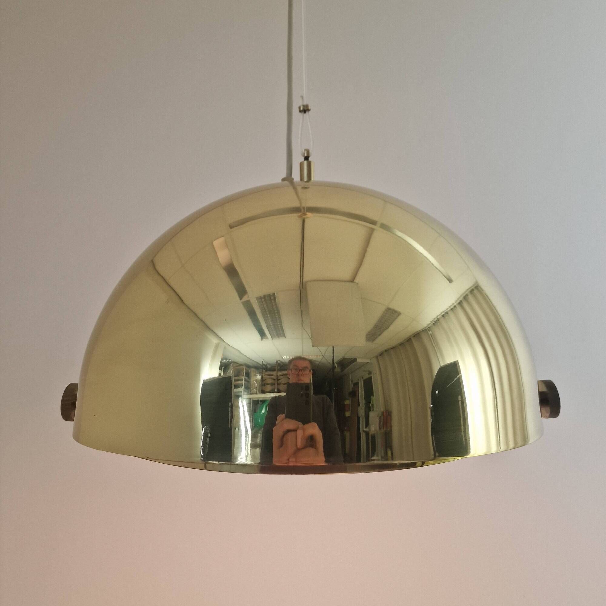 Adjustable Brass "Dome" Pendant Light by Vereinigte Werkstätten München 60s