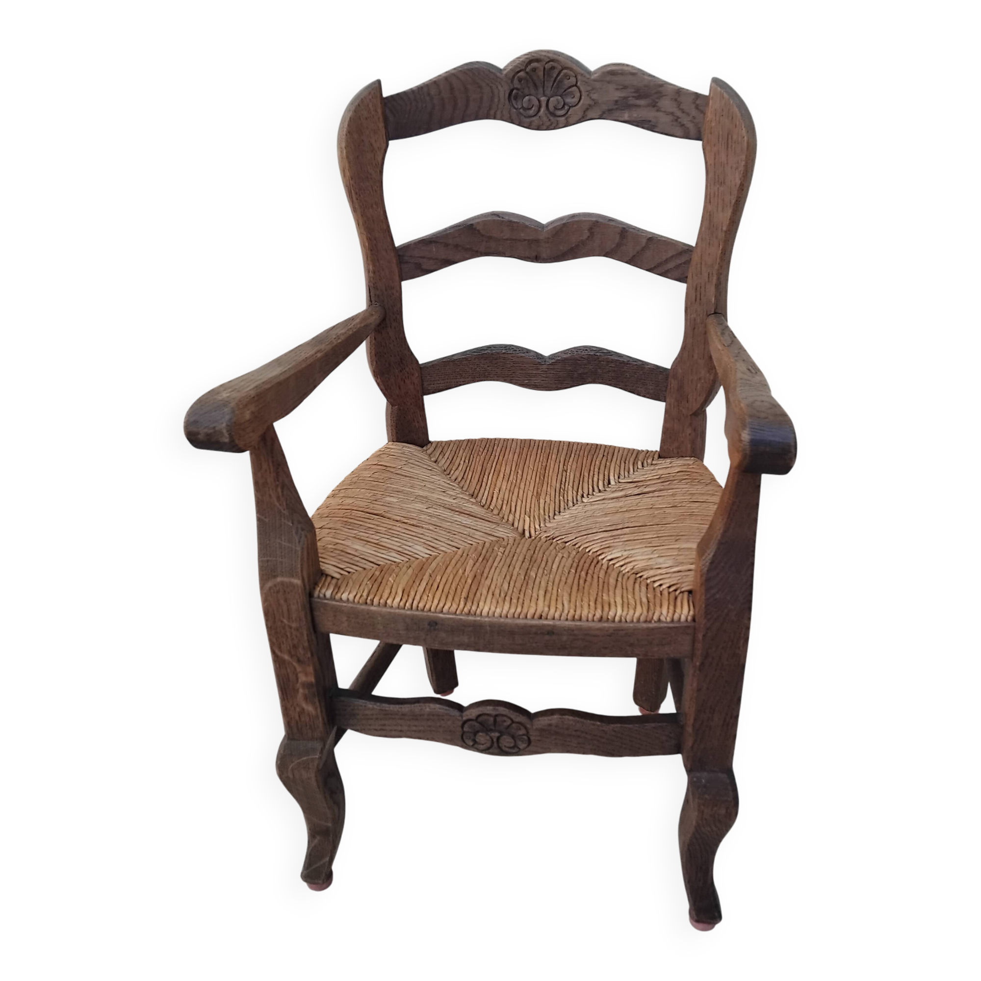 Chaise enfant vintage provençale en chêne