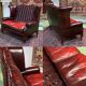 Chesterfield 2-seater leather-eared sofa from the 80s