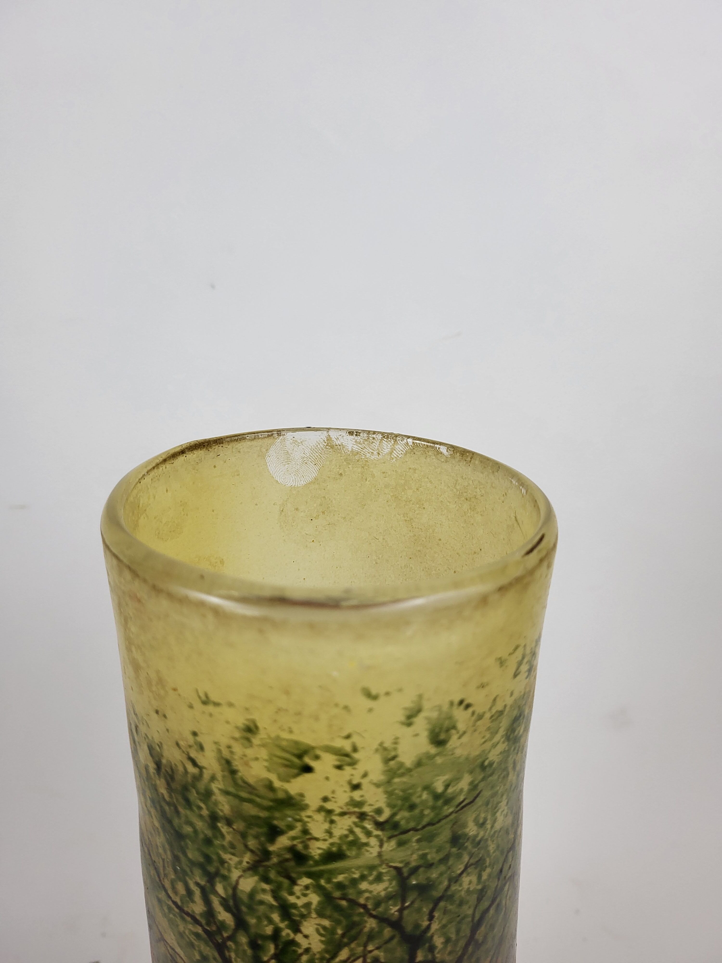 Enamelled glass vase Francois Theodore Legras