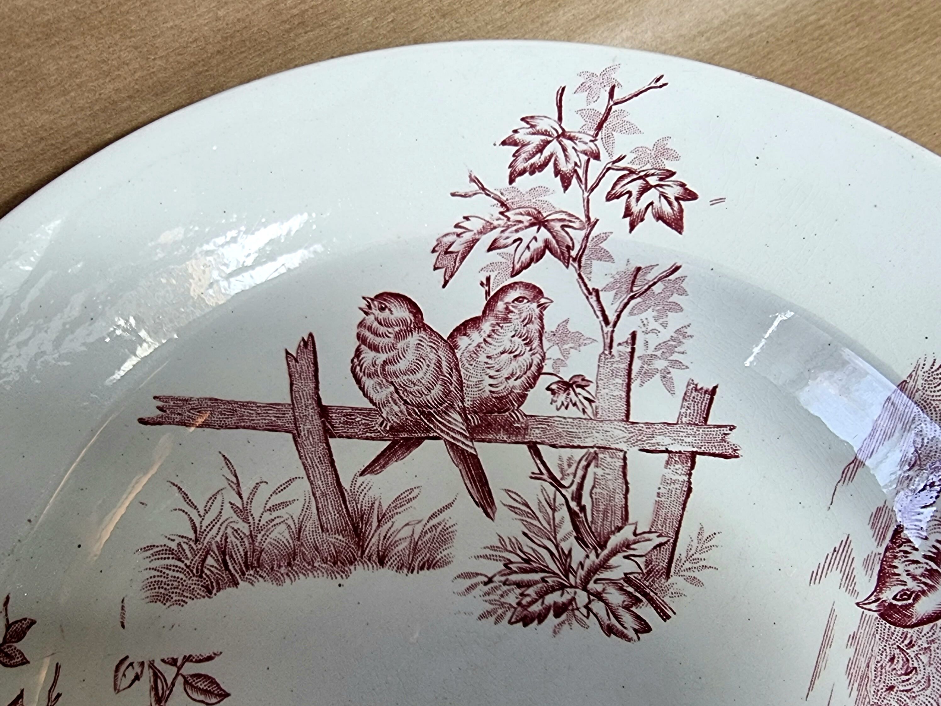 Plat décor oiseaux saint-amand
