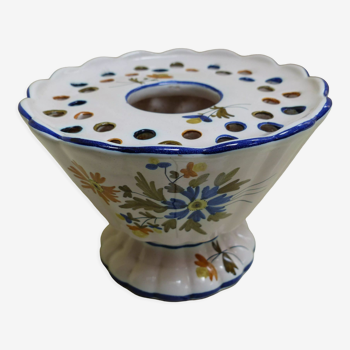 Vase pique fleurs en céramique peinte