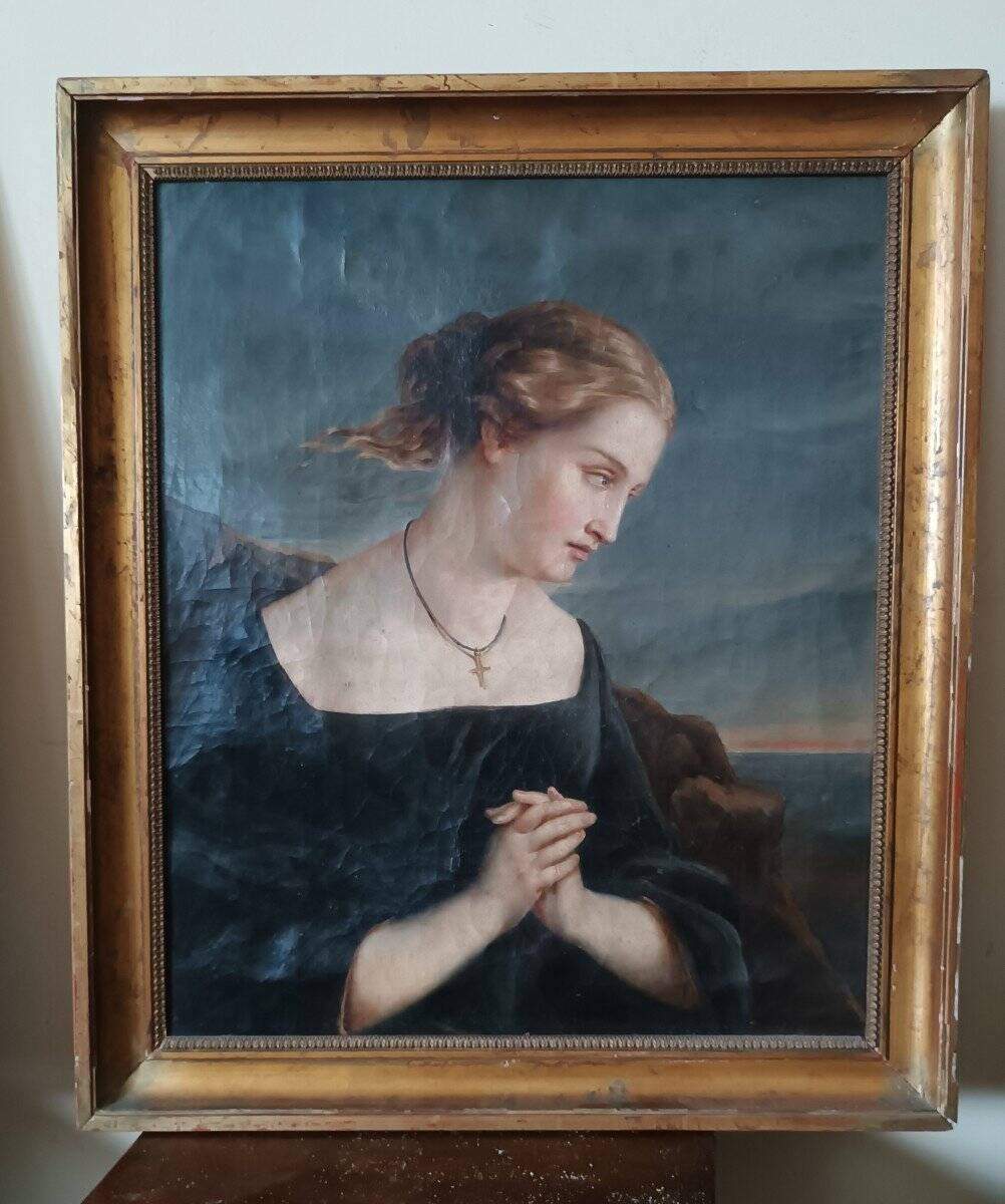 Tableau Ancien Portrait Féminin Du 19ème Siècle