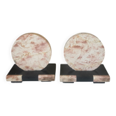Pair of Art Deco marble and onyx bookends