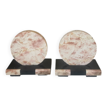 Pair of Art Deco marble and onyx bookends