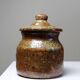 Tobacco or spice jar, vintage pyrite stoneware box, La Borne craftsmanship