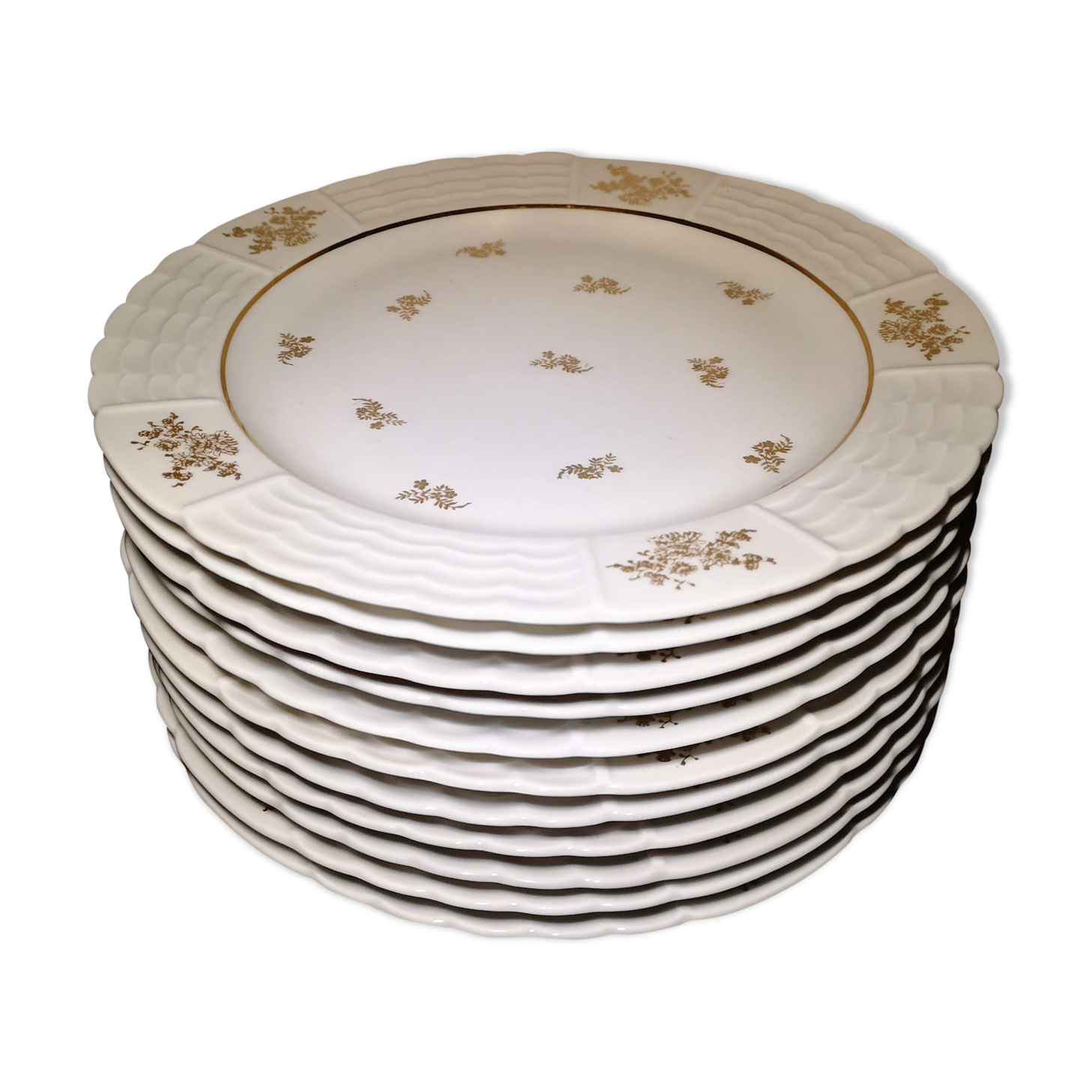 Lot 11 plates flat porcelain art of Limoges