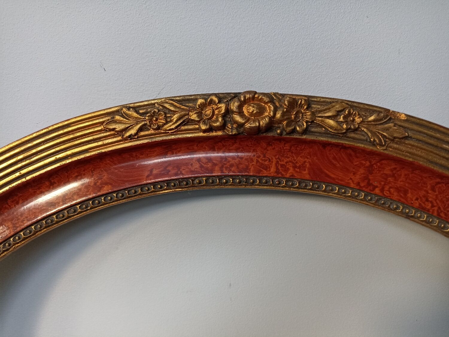 Old oval wooden frame