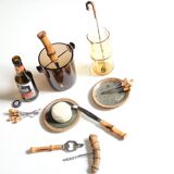 Set of utensils for the aperitif with bamboo handle