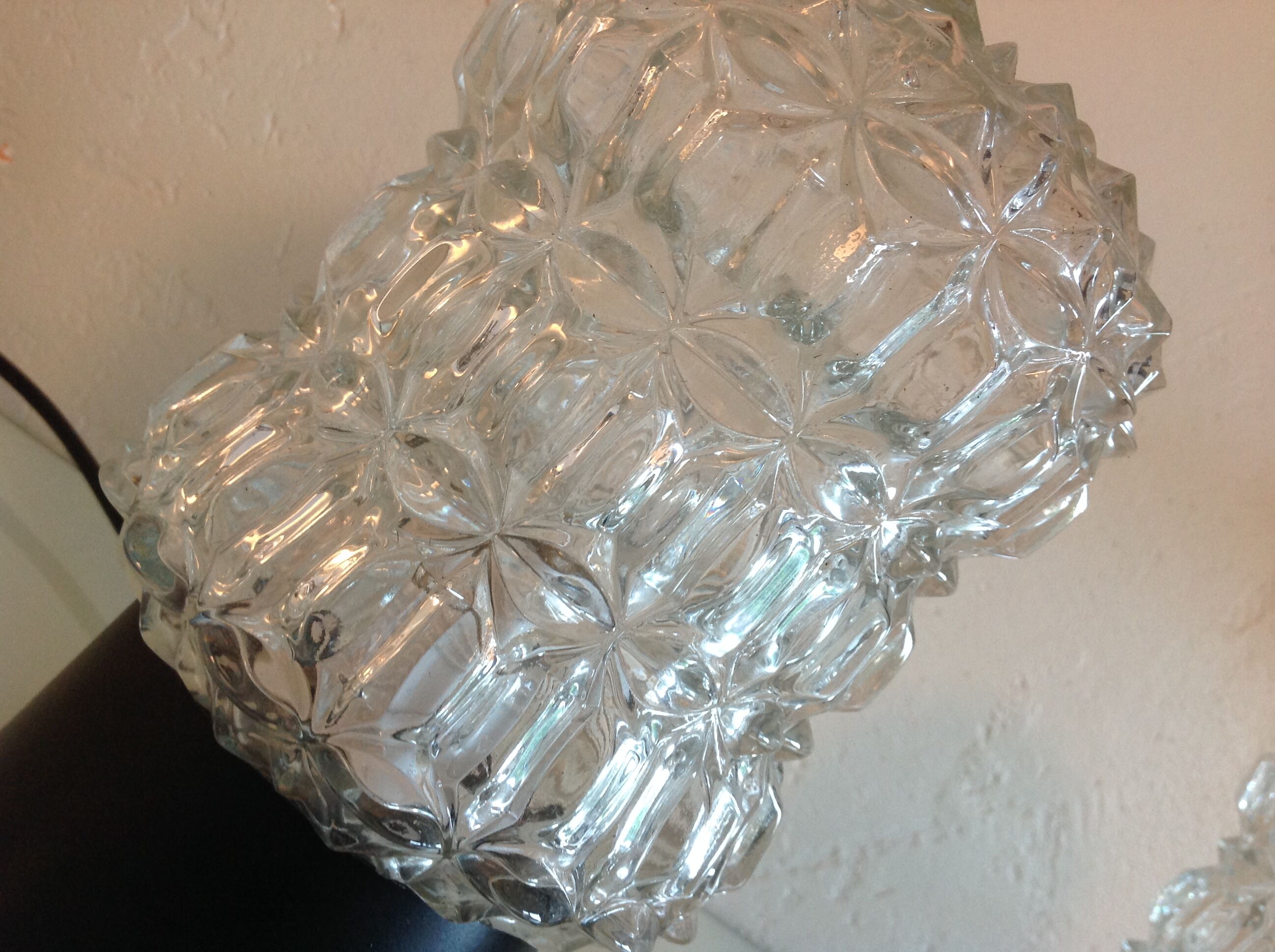 Paire de lampes de chevet en verre structuré / vintage années 60-70