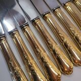 12 Table Knives in Gold Metal