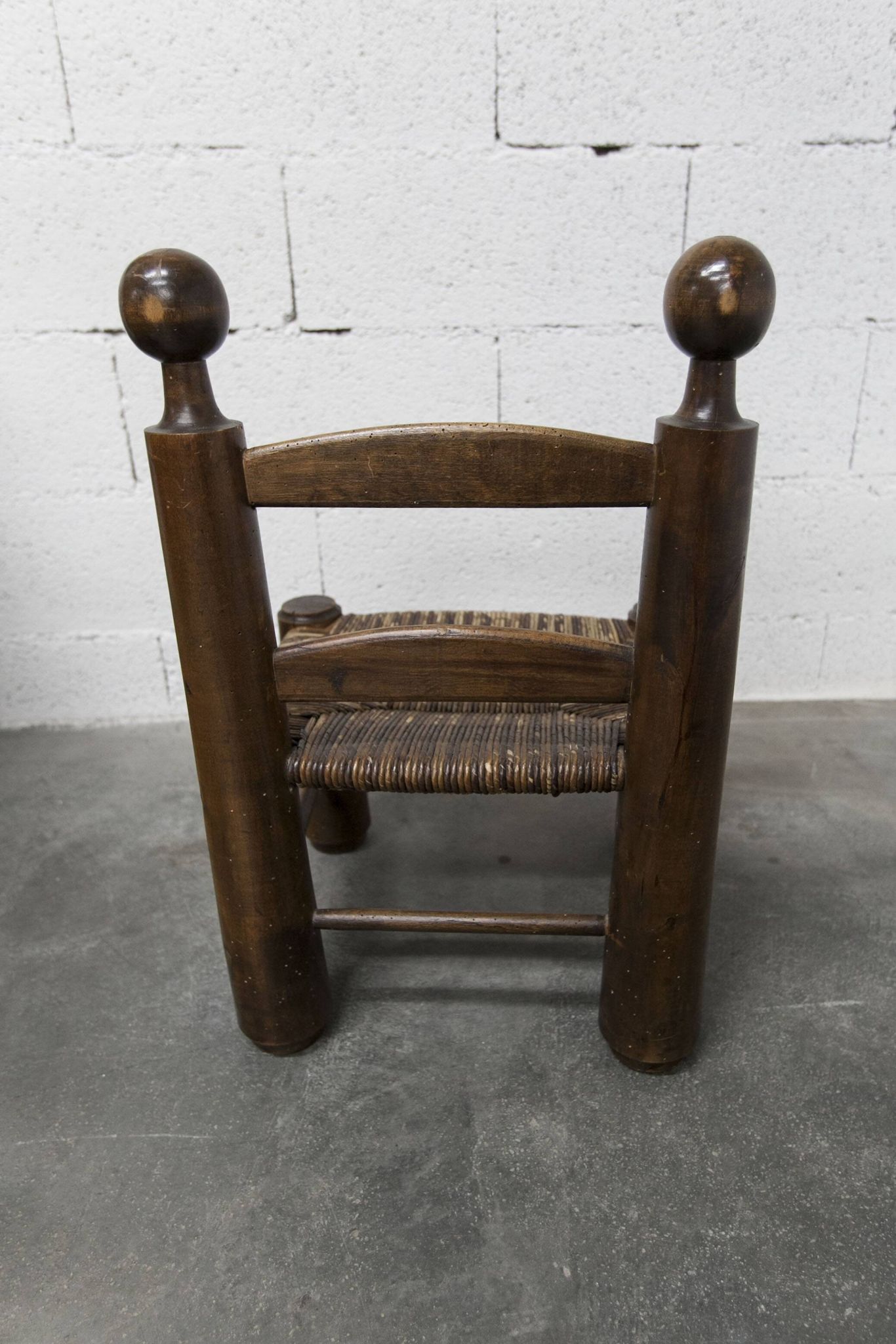 Chaise enfant 1960 chêne et osier