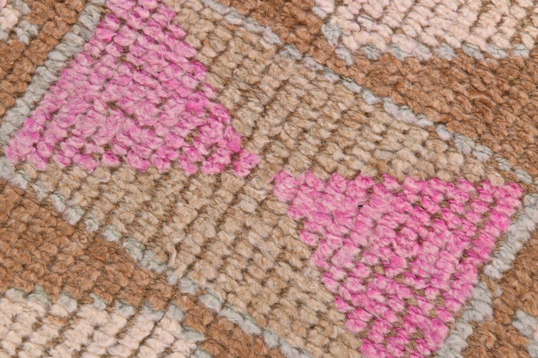3x10 Fuchisa Pink & Caremel Brown Geometric Pattern Vintage Runner Rug