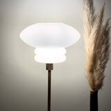 Table lamp made with an old white globe in matt opaline