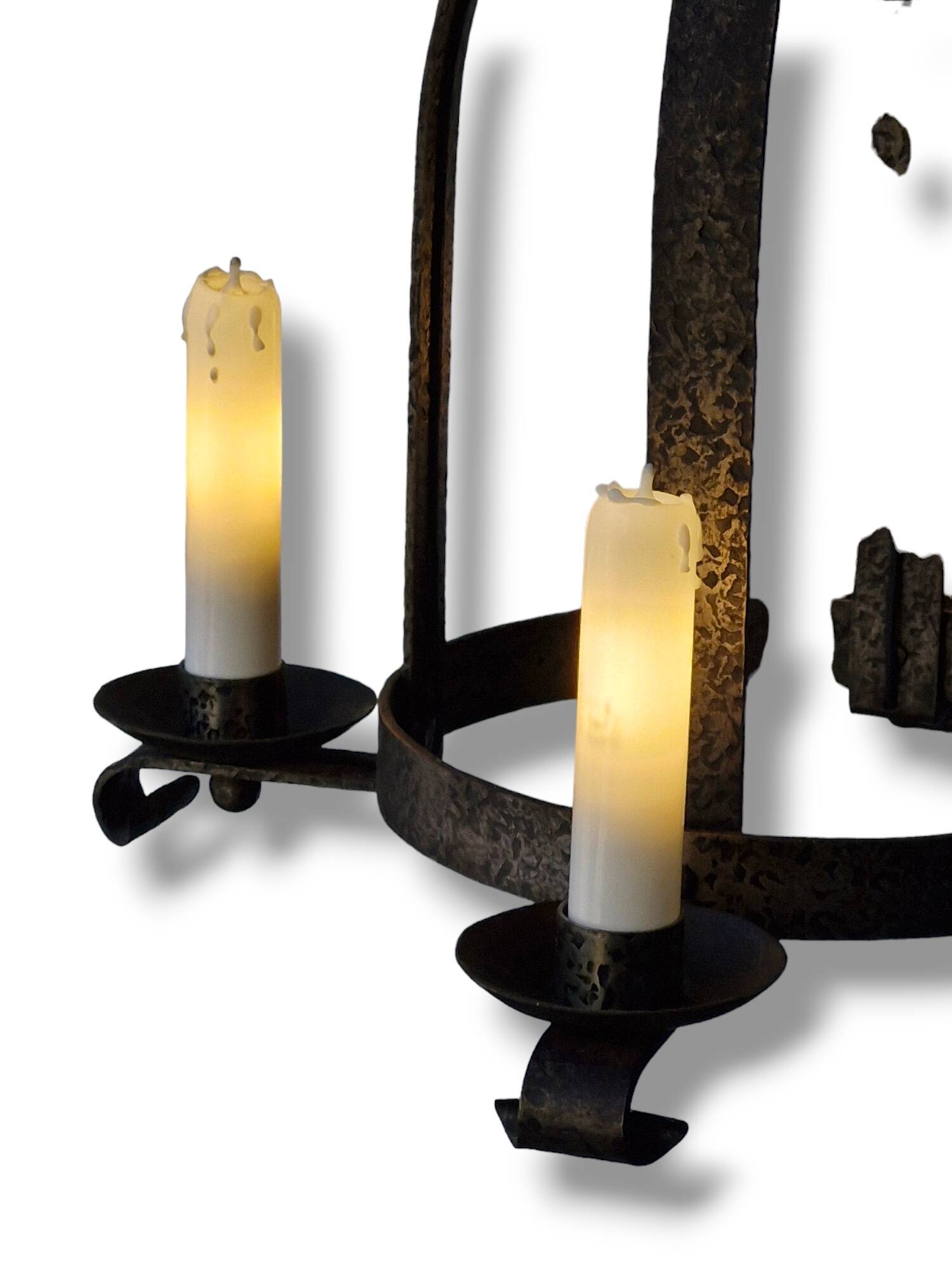 Wrought iron hanging chandelier from the 1950s