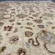 Cream Wool Area Rug, Handwoven Floral Carpet, Traditional Decor 190x128cm