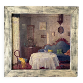 Salon Interior, 1840, Oil on Canvas, Framed