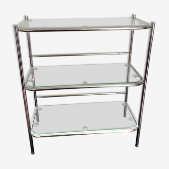 Étagère en chrome et verre 1970