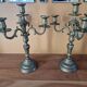 Pair of gilded bronze and brass candelabra with 4 light arms.