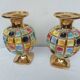PAIR OF CERAMIC VASES DOREE, POLYCHROME, VINTAGE ITALY 60'S