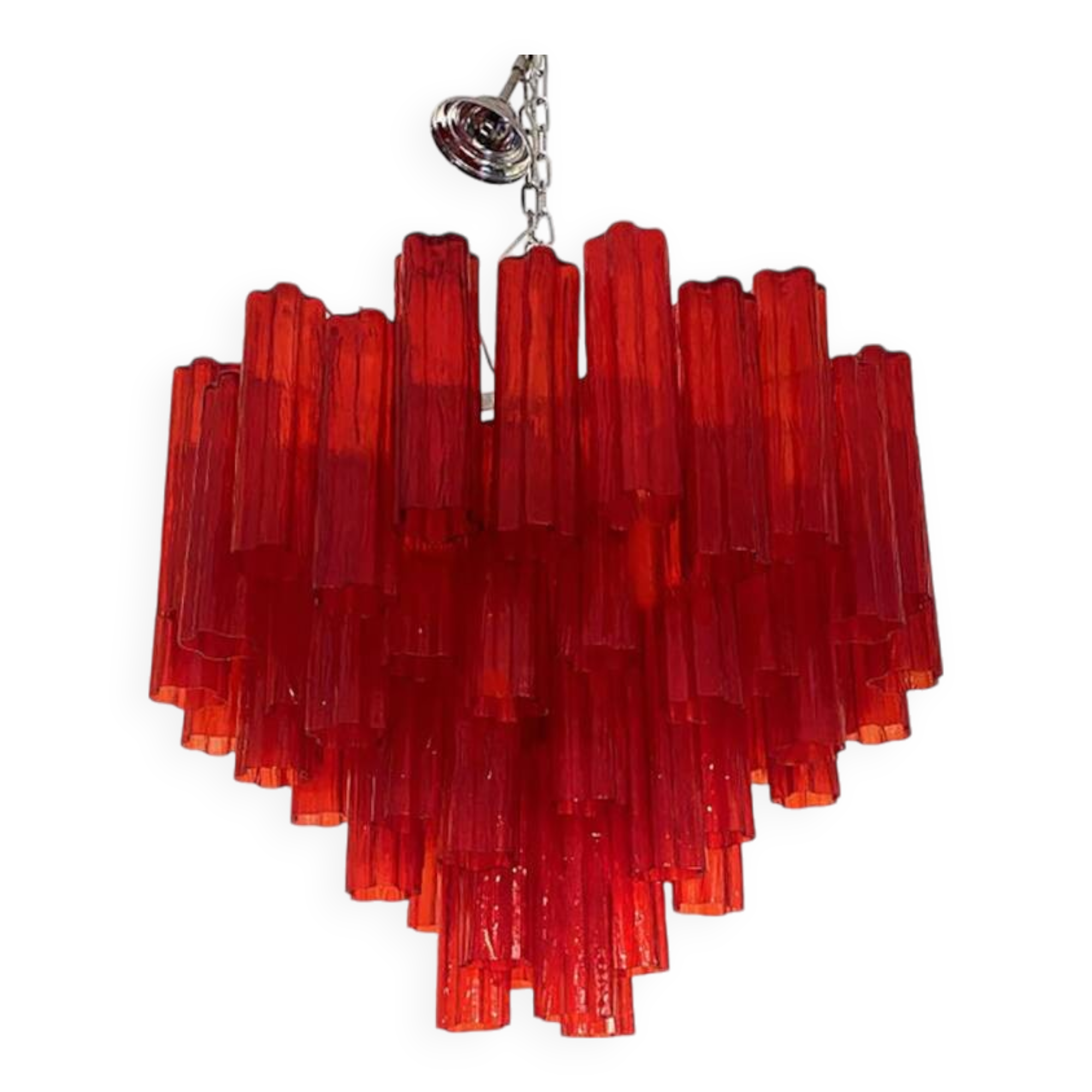 Red "Campari" Color Chandelier in  Glass
